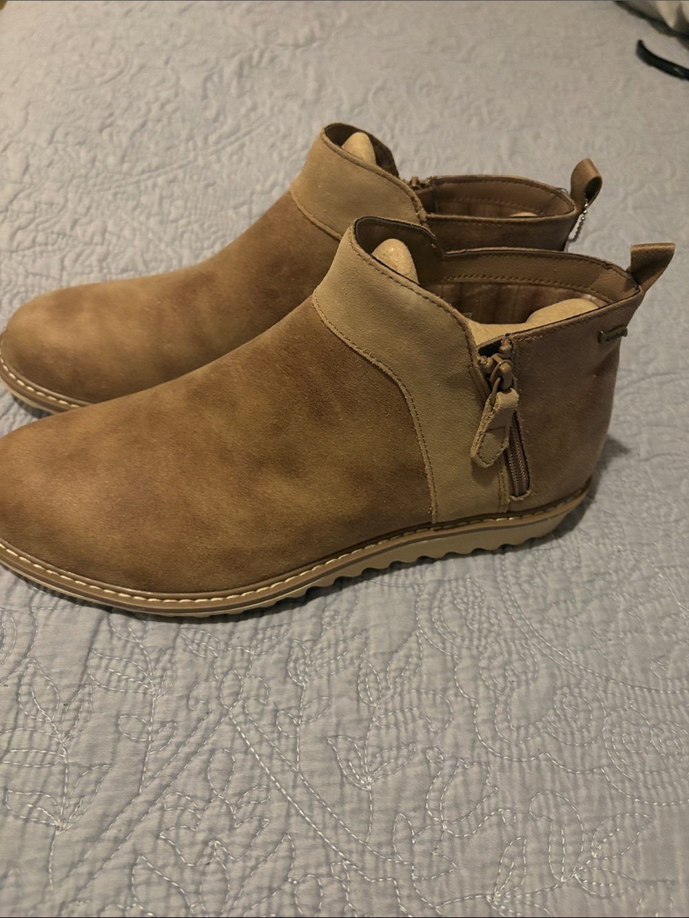 Skechers Women's Tan Ankle Boots with Side Zip